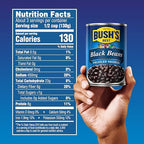 BUSH'S BEST 15 oz Canned Black Beans, Source of Plant Based Protein and Fiber, Low Fat, Gluten Free, (Pack of 12)