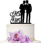 Mr And Mr Gay Wedding Cake Topper Acrylic Silhouette Couple Groom and Groom Wedding Party Decorations