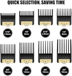 8 Pack Premium Clipper Guards Fit for BaBylissPRO Barberology FX870, FX890, FX825, and FX673 Clippers, Replacement Guards with Metal Clip - From 1/16-3/4 inch Snap on Comb Set for Babyliss Clippers