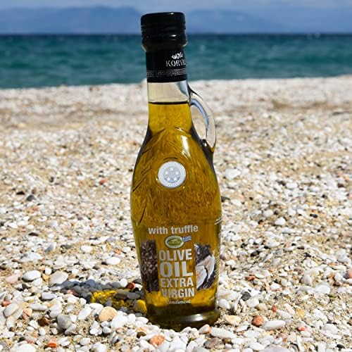 Extra Virgin olive oil with Truffle flavoured, KORVEL, glass bottle Amphora 250 ml, 8.45 fl oz
