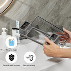 Toothbrush Holder for Bathrooms, 2 Cups Toothbrush Organizer for Bathroom Countertop, Toothbrush Holder Toothbrush Storage for Shower, Tooth Brushing Holder Cup Tray and Toothpaste Caddy Black