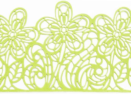 Large Pre-Made Ready to Use Edible Cake Lace Flower Trim Green 14-inch 10-Piece Set