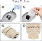 320ml Hot Water Bottle with Knited Cover, Mini Hot Water Bag for Pain Relief, Waist, Back, Neck, Shoulders, Small Leak Proof Hot Water Bottle with Removable Cover for Women, Kids, Best Gifts