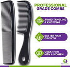 Mars Wellness 4 Piece Professional Comb Set Black - USA MADE - Fine Pro Tail Combs, Dresser Hair Comb Styling Comb - Premium Grade for Men and Women - Parting Teasing and Styling
