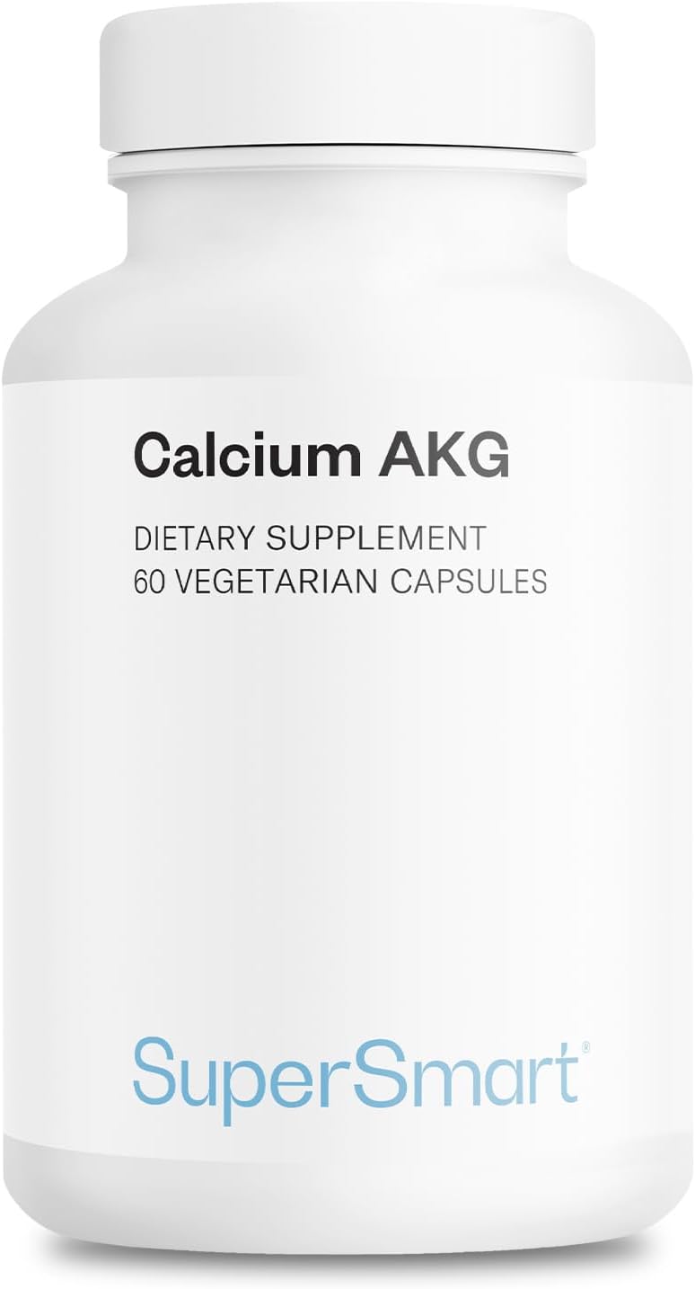 SuperSmart Calcium AKG (Highly Bioavailable) - Calcium Alpha-Ketoglutarate Ca-AKG - Cellular Energy | Gluten Free & Vegan - 60 Vegetarian Capsules
