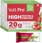 Voll Pro Plant Protein Bar with Daily Greens - High Protein 20g, Fiber 5.5g, 0g Sugar - Strawberry Flavour- Non-GMO- Gluten & Trans Fat Free-Crunchy, Delicious Nutrient-Rich Protein Bars,(50g X 12 Bar) -Pack Of 12 Bar