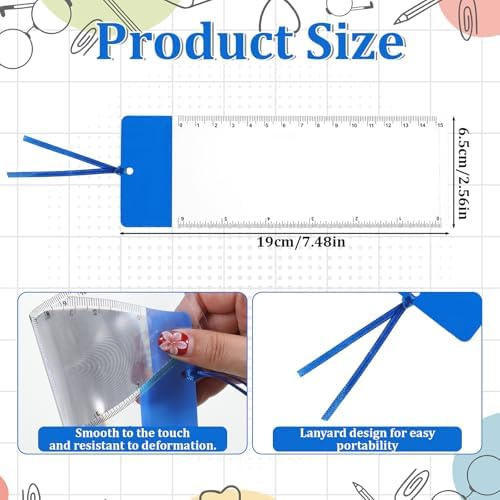 10 PCS Bookmark Ruler Magnifying Glass, 3X Book Magnifier for Reading, Magnifying Sheet, Lightweight PVC Fresnel Lens for Reading Small Fonts, Maps and Books, Low Vision & Seniors
