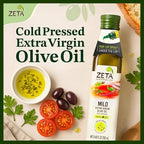 Zeta Extra Virgin Olive Oil, 8.5 fl oz | Premium Glass Bottle with Pop-Up Spout | Cold-Pressed | Product of Spain | Ideal for Baking, Cooking, Grilling, Roasting, Pasta & Salads