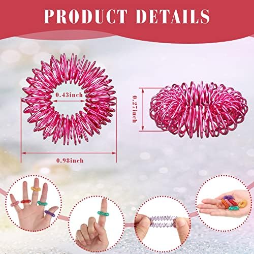 Nuogo 300 Pcs Acupressure Rings Spiky Sensory Finger Rings for Fingers Stress Relief Fidget Sensory Toys for Teens Adults Stress Reliever Massage