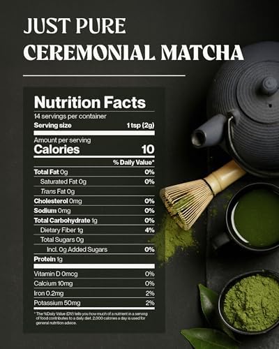 NaturaleBio Matcha Green Tea Powder. Ceremonial Grade Matcha Powder Organic, 1 oz. From Uji, Kyoto for Traditional Japanese Tea Ceremony. Matcha Powder Free of Added Sugars and Preservatives.