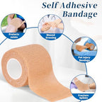 Frontline 24 Pack Self Adhesive Bandage Wrap 2" x 5 Yards Athletic Tape Vet Wrap Tattoo Supplies Wrap Medical Supplies Elastic Cohesive Bandage Wrist Ankle Sports Tape (Beige)