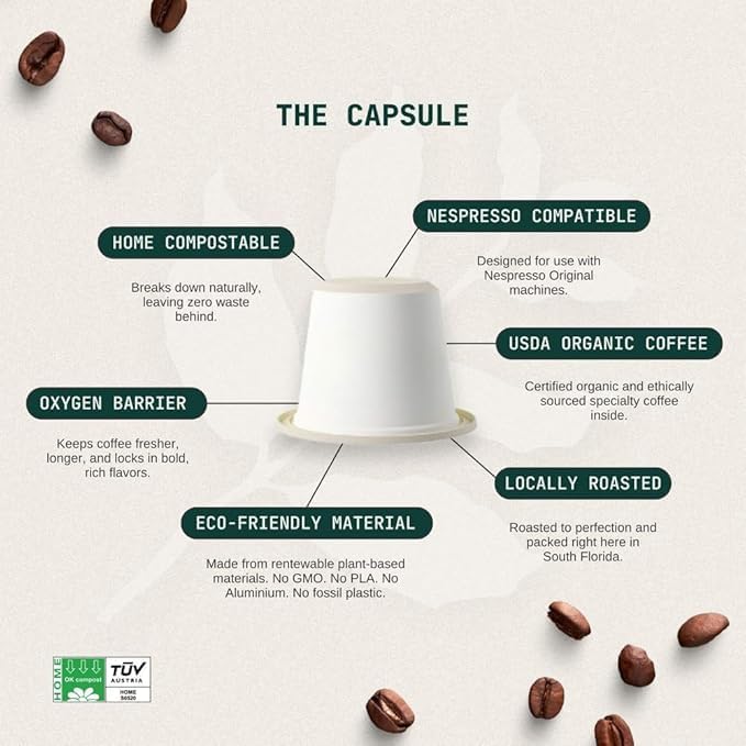 Artizan Coffee Decaf Organic Swiss Water Espresso Pods for Nespresso Original | Heavenly Project | 10 Home Compostable Capsules