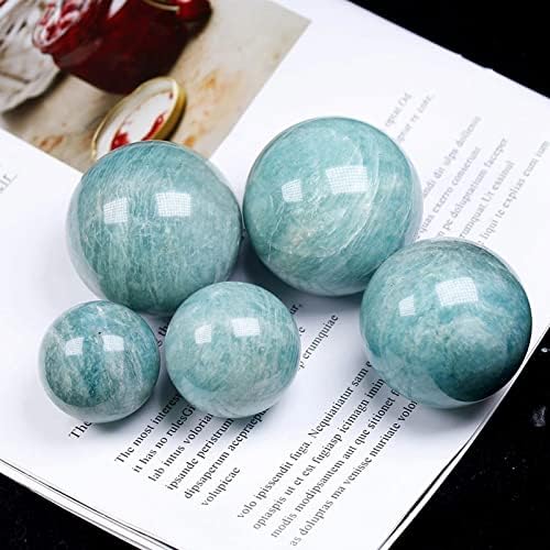 Polished Healing Crystal Ball Sphere Sculpture Tianhe Stone Amazonite Sphere Gemstone Ball for Reiki and Home Decor, Tumbled Palm Stone, Divination Sphere,Diameter2.0