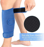 Calf Brace, Shin Splint Support Lower Leg Compression Wrap with Adjustable Three Anti-Slip Strap Support for Pulled Calf Muscle Pain Strain Injury, Sprain and Swelling, Fits Men and Women (Blue)