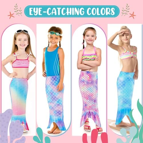 Toulite 4 Pcs Mermaid Tail for Party Favor Mermaid Tails for Girls Dress up for Party Gifts
