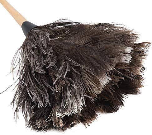Ostrich Feather Duster, Washable Wooden Handle Duster, Non-Electrostatic Handmade Hand Duster Book Shelf and Your Car for Cleaning Your Television