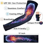 Ocean Jellyfish Arm Sleeve Cover UV Protective for Adult Youth Compression Jellyfish Arm Sleeves with Thumb Hole for Outdoor Driving Cycling,Running,Fishing,Gardeners