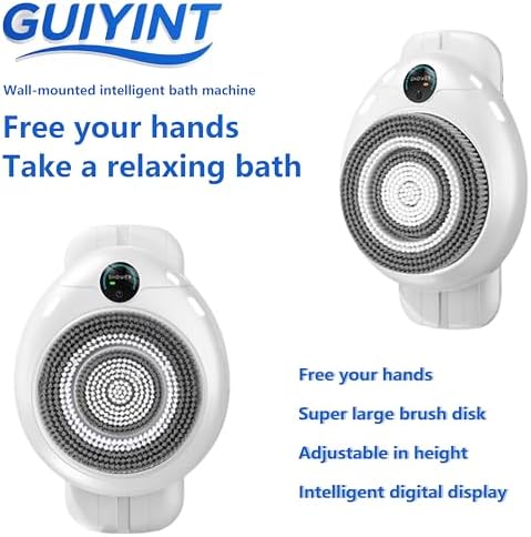 Electric Back Scrubber for Shower - Smart Wall Mounted Automatic Body Scrubber, IPX7 Waterproof, 3 Speeds & Adjustable Height, with 3 Replaceable Brush Heads for Deep Cleansing & Exfoliation