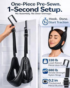 Upgraded Over-The-Door Cervical Neck Traction Device – Portable Adjustable Neck Stretcher for Neck Pain Relief, Spine Alignment & Posture Correction, Home Physical Therapy Kit, 330 lbs Support (Black)
