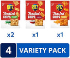 RITZ Toasted Chips Variety Pack, Cheddar, Sour Cream and Onion, and Original Crackers, Party Snacks, Bulk Snacks, 4 Bags