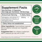 Double Wood Supplements Immune Boosting Astragalus 500mg 180 Capsules - Rich in Flavonoids and Polysaccharides - Non-GMO, Gluten Free, Third Party Tested