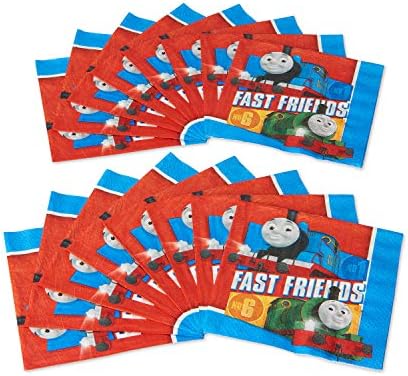 Multicolor Thomas All Aboard Luncheon Napkins ( 6.5" x 6.5" ) - Pack Of 16, Premium Quality & Eye-catching Design - Perfect For Themed Parties & Events