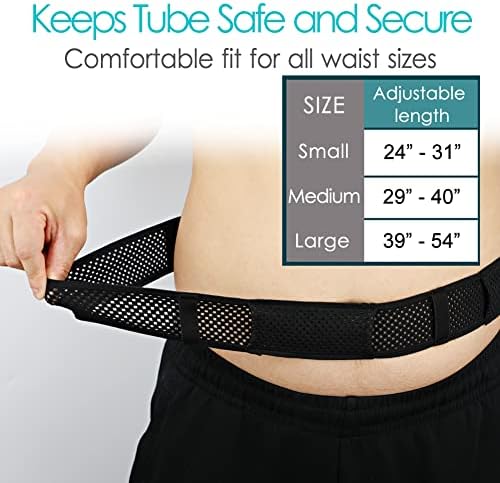 Mesh Breathable PD Belt Peritoneal Dialysis Catheter Accessories Supplies Soft Transfer Set Holder Protector Belts for Stomach Feeding Peg J Tube Women Men Adults Black