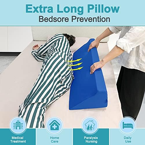 AOSSA Wedge Pillow for Sleeping, Foam Body Positioning Wedges for Bed Adults, 34" Long Inclined Sleepers Cushion for Pressure Ulcer, Bed Sores Treatment, Turning Large Body Nursing Wedge Pillow (Blue)