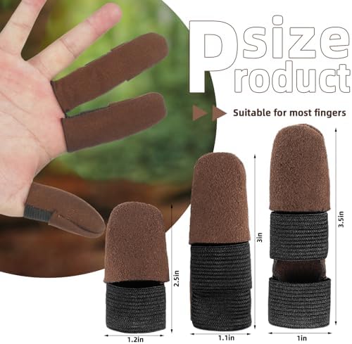 Aliceset 3 Pcs Thumb and Finger Guards for Wood Carving 3 Size Durable Leather Finger Protectors for Crafting Woodworking Kit, Comfortable Fit for All Hand Sizes
