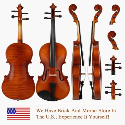 PHOENIX Violin 4/4 Full Size Kit, Violin Fiddle Set for Beginner Adults with Rosewood Bow Extra Strings & Bridge (Entry-level, Full)