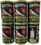 GEISHA Mackerel in Tomato Sauce, Premium Fish, 5.5 oz/155g Cans, Pack of 6