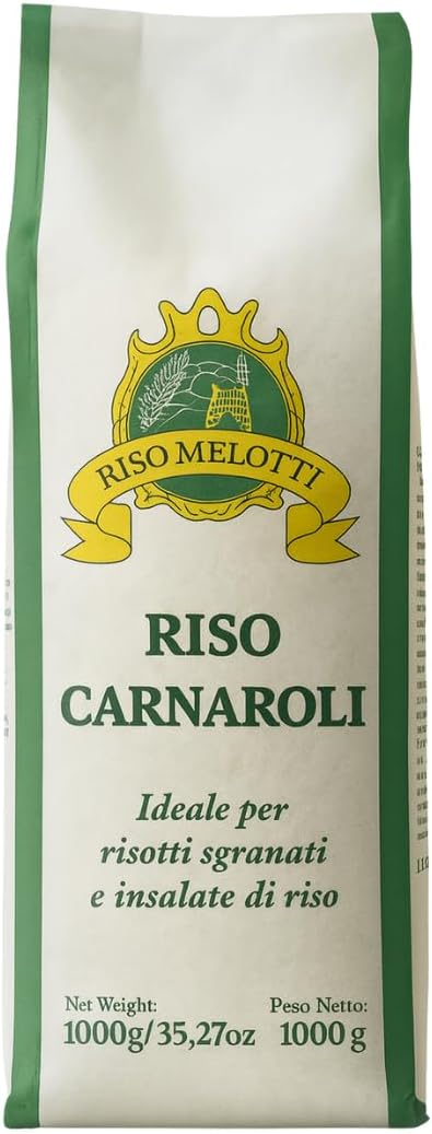 Riso Melotti Carnaroli – Premium Italian Rice for Risotto – Firm Texture, Low Starch – Ideal for Risotto & Rice Salads – Product of Italy – 2.2lb (1kg) Bag