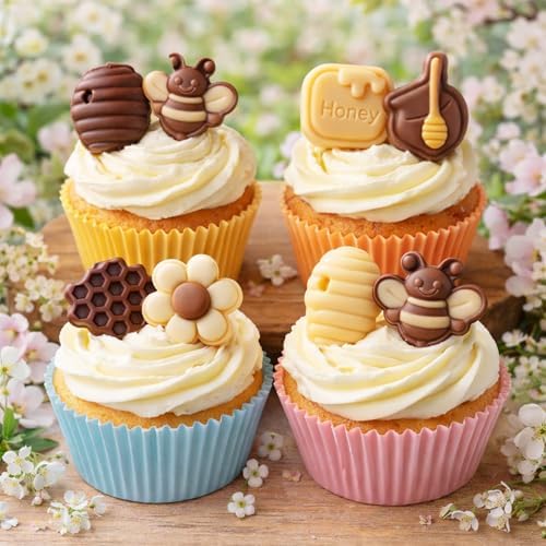 2Pack Bee Silicone Molds Bumble Bee Candy Molds Honey Bee Silicone candy Molds Honeycomb Honey Beehive flowers Silicone Molds for Gummy Fondant Cake Chocolate Candy Desserts Biscuit Pudding Ice Cube