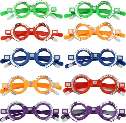 Optical Trial Lens Frame Set: 10Pcs Optometry Frame PD 52MM~70MM Optician Trial Eye Lens, Optometry Rack Progressive Optical Testing Accessories Glasses Tools for Optometrists (10Pcs)