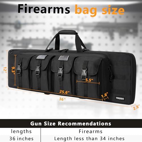 TORIBIO Double Rifle Case Soft Bag 32" 34" 36" 42" 46" 48'' 51“ 55” Gun Case Tactical for Rifle Firearm Storage, Transportation and Hunting Shooting Range, Rifle Backpack