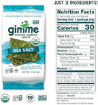 Gimme Seaweed Organic Premium Roasted Seaweed Snacks, Sea Salt, 6 Count, Keto, Vegan, Gluten-Free, Great Source of Omega3s and Iodine, Healthy On-The-Go Snack for Kids and Adults