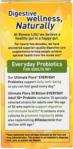 Renew Life Probiotic Adult 50 Plus Probiotic Capsules, Daily Supplement Supports Urinary, Digestive and Immune Health, L. Rhamnosus GG, Dairy, Soy and gluten-free, 30 Billion CFU, 30 Count
