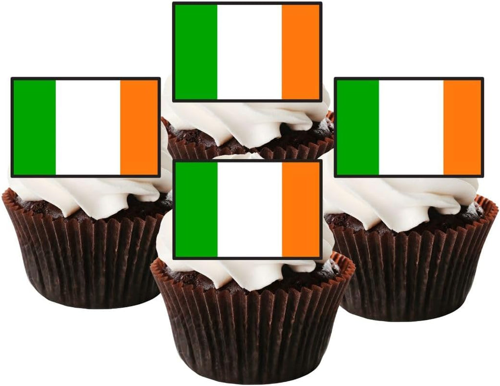 Ireland Edible Cupcake Toppers, Irish Flags of the World Edible Cake Decorations, World Cup Country Flags Cake Topper Decorations, Olympics Party Cookie Decor, 50 x 3cm / 1.18 inch Wafer Card UNCUT