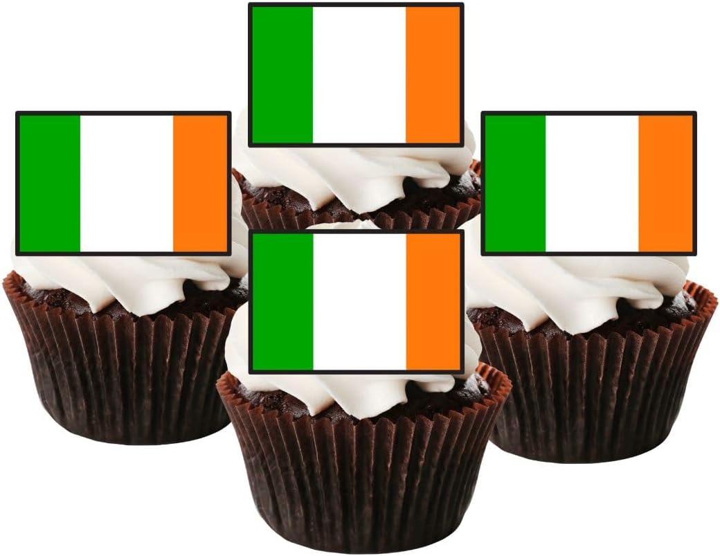 Ireland Edible Cupcake Toppers, Irish Flags of the World Edible Cake Decorations, World Cup Country Flags Cake Topper Decorations, Olympics Party Cookie Decor, 50 x 3cm / 1.18 inch Wafer Card UNCUT