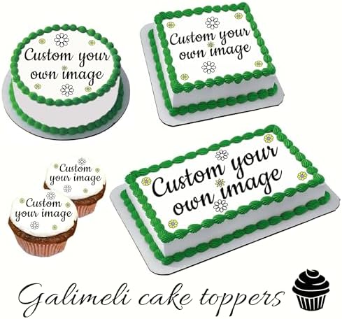 Galimeli Generic Custom Edible Cake Topper Image Personalized Photo, Logo 5" x 5" Square, Multicolored, 1 Ounce, 1 Piece, Versatile Occasions, Birthday