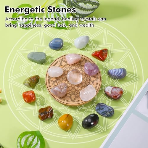 18 Pcs Crystals and Healing Stones Set, Natural Polished Gemstones Collection, Tumbled Healing Crystals for Reiki, Yoga, Chakra Meditation and Positive Energy (0.8-1.2 Inch)