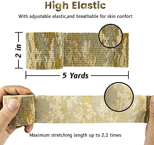 FRESINIDER 9 Rolls Self Adhesive Wrap Athletic Tape Gauze, Breathable Elastic Cohesive Bandage for Sports Injury & Pet (7 Pcs 2" x 5 Yards + 2 Pcs 1" X 5 Yards) (Digital Desert Camo)