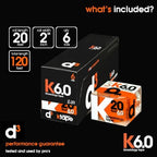 d3 K6.0 Kinesiology Tape - 2in x 20ft Orange (6 Rolls) Latex-Free Hypoallergenic Joint Muscle Sports Medical Injury Support