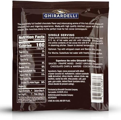 Ghirardelli Rich Chocolate Premium Hot Cocoa Mix | 1.5 oz Packets (Pack of 30) | Indulgent Hot Chocolate Drink Mix Made with Real Cocoa for Coffee, Desserts, and Baking