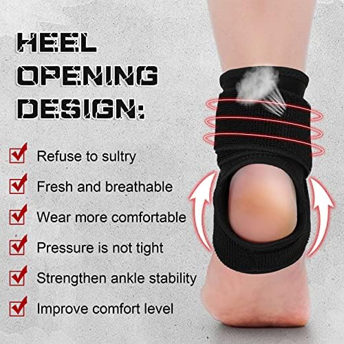 Honoson 2 Pcs Ankle Brace Kids Ankle Support for Sport Sprained Neoprene Breathable Compression Sleeve with Adjustable Wrap for Youth Child Boy Girl Plantar Fasciitis Achilles Tendonitis(Black,M)