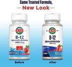 KAL Vitamin B12 Adenosylcobalamin 1000 mcg - B 12 Vitamin, Active B-12 1000mcg for Women & Men, Energy Support - Strawberry Flavor - 90 ActiveMelt Micro Tablets