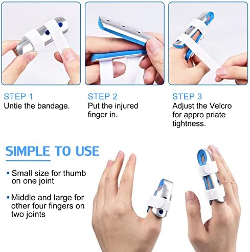 Sopito Finger Splint, 3PCS Finger Support Brace Stabilizer for Straightening Arthritis Knuckle Immobilization, Blue