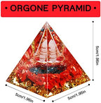 DRTMLY Orgonite Crystal Pyramid, Small Healing Pyramid for Stress Relief, Good Luck & Wealth (Red Coral)