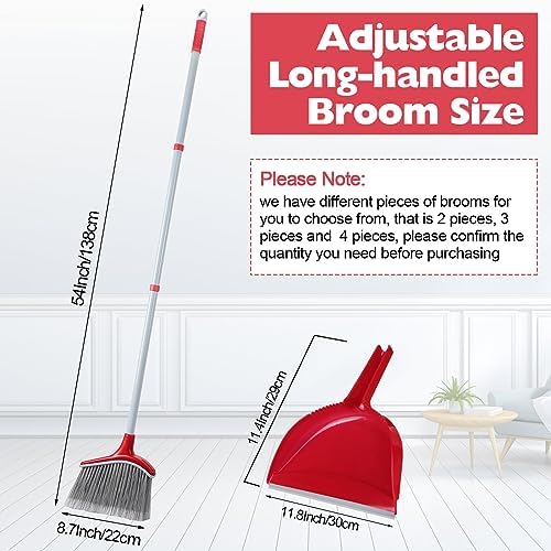 3 Pcs Broom and Dustpan Set 54 Inch Indoor Broom with Dust Pan Combo Set for Home Angle Broom and Dust Pan Kitchen Broom for Floor Cleaning