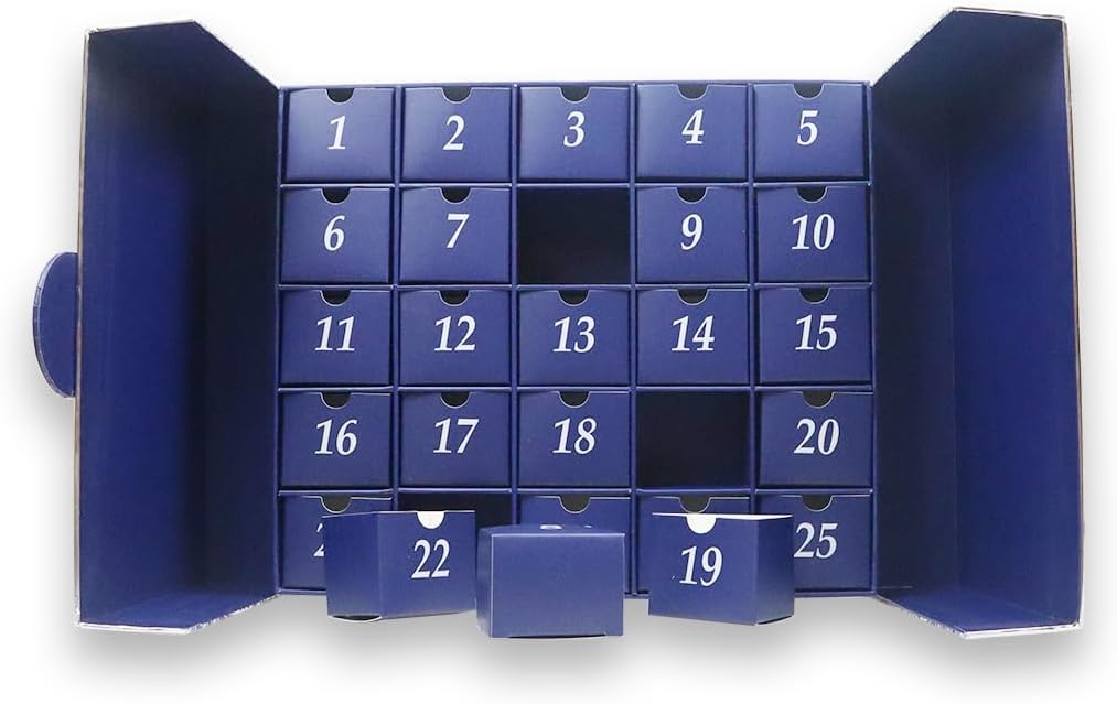 Empty 25 Days Advent Calendar EID Ramadan To Fill Yourself Gift Packaging Box (blue)